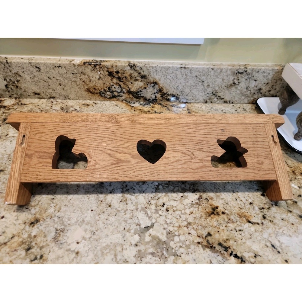 Handcrafted Oak Heart/Child Cut Out Wall Shelf W/Pegs 21" Farmhouse Shelf  Heavy - Picture 7 of 10